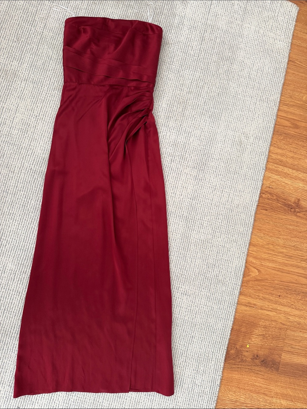 Reformation Strapless Burgundy Evening Gown silk